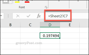 A single worksheet cell reference in Excel