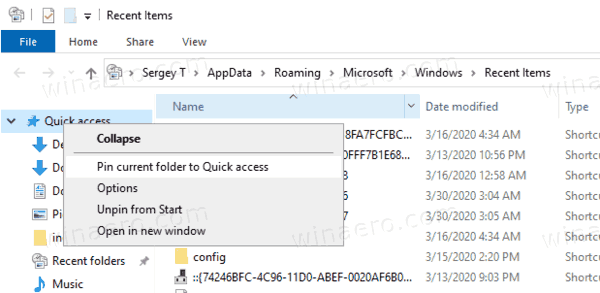 Windows 10 Pin Recent Items To Quick Access