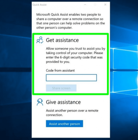 Windows 10 Quick Assist