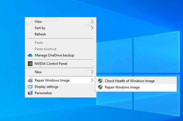 Windows 10 Repair Windows Image Context Menu