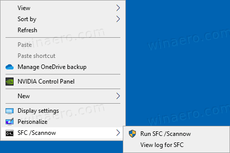 Windows 10 SFC Scannow Context Menu