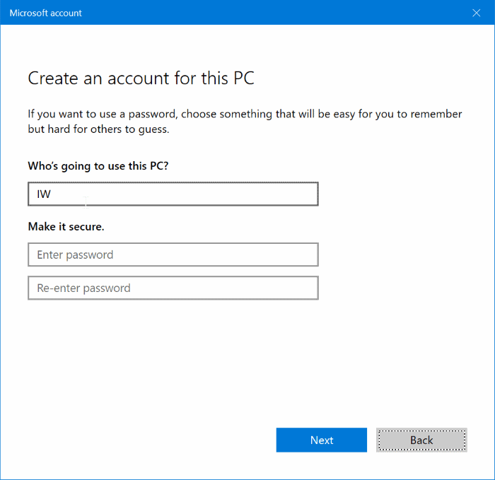 create local account without password in Windows 10 pic4