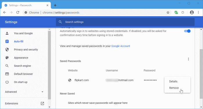 update passwords saved in Google Chrome pic1