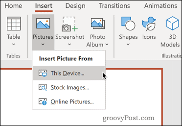 Inserting a picture from your device in PowerPoint