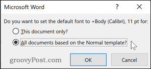 Changing the default Word template