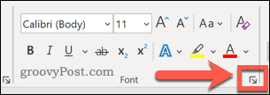 Accessing Font settings in Word
