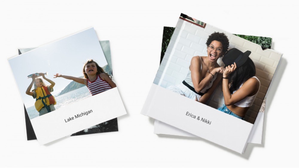 Two Google Photos Photo Books, featuring a camping trip.