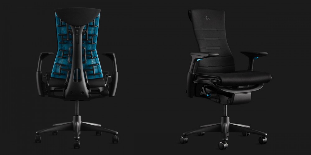 Herman Miller and Logitech Embody chair, from the front and back