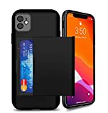 Image of DN-Alive Card Slot Case Cover For iPhone 11 6.1'' Credit Card Holder Wallet Id Holder Heavy Duty Armour Bumper Protective Shockproof (iPhone 11, Black)