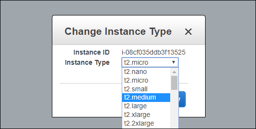 Choose new instance type