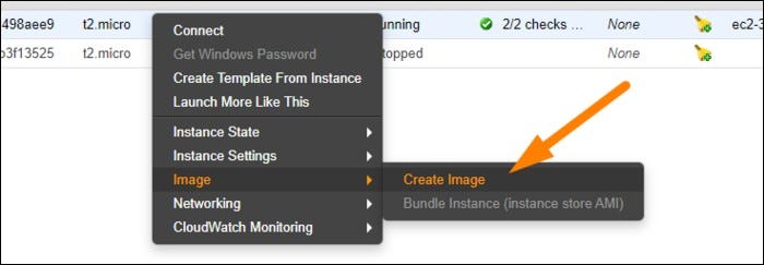 Create images of running instances