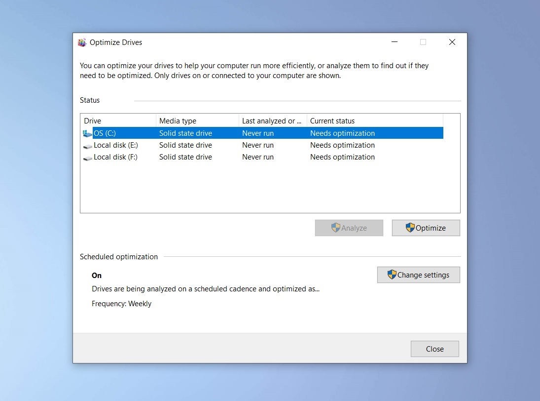 Microsoft confirms issues with Windows 10 2004 drive optimizer