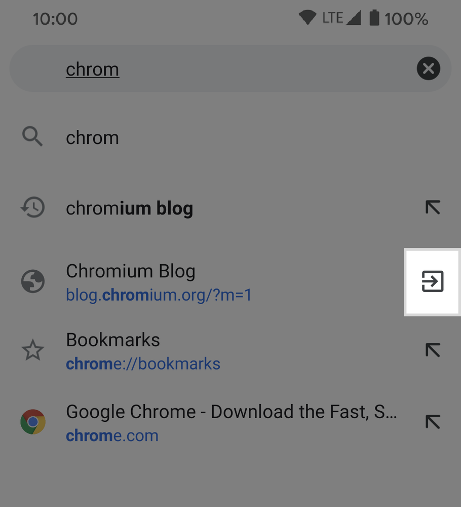 Chrome switch to tab on Android