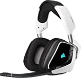 Image of Corsair VOID ELITE RGB Wireless Gaming Headset (7.1 Surround Sound, Low Latency 2.4 GHz Wireless, 40ft Wireless Range, Customisable RGB Lighting, Durable Aluminium with PC, PS4 Compatibility) - White