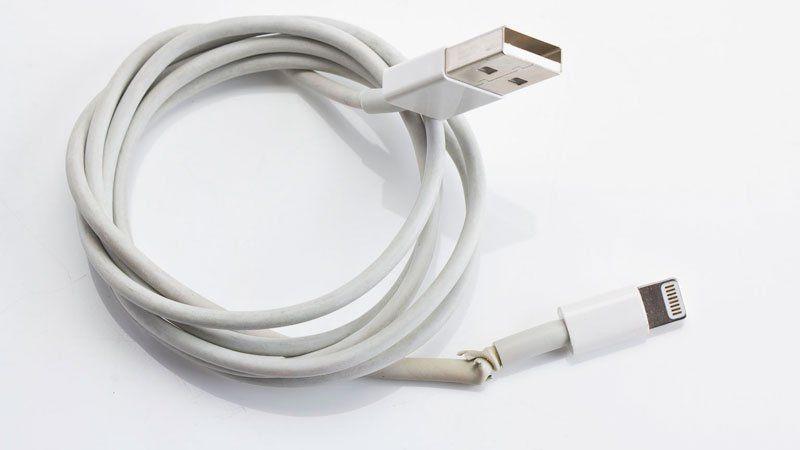Frayed iPhone charging cable