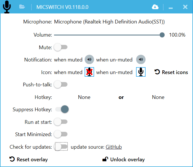 Mute the microphone system-wide with a global hotkey on Windows