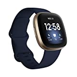 Image of Fitbit Versa 3 Health & Fitness Smartwatch with GPS, 24/7 Heart Rate, Voice Assistant & up to 6+ Days Battery, Midnight/Soft Gold