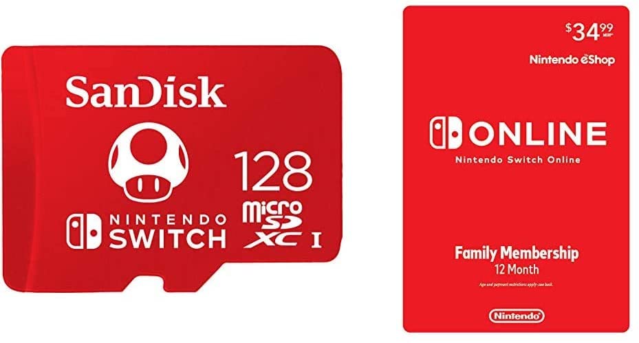 Nintendo Switch Online Family Membership + SanDisk 128GB Memory Card