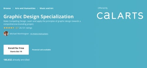 Screenshot of "graphic design specialization" web page