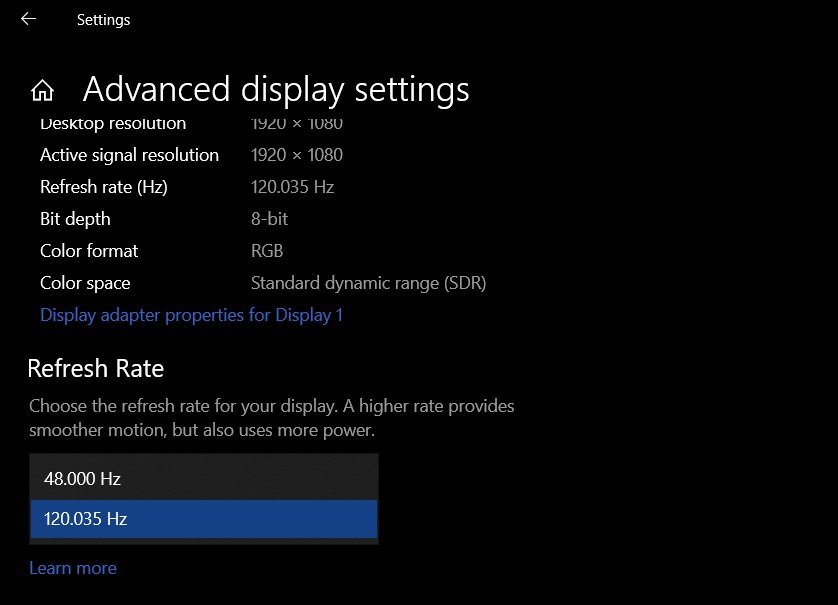 Screen refresh rate coming to Windows 10 Modern Settings