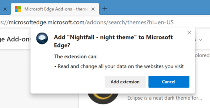 install and uninstall themes in Microsoft Edge in Windows 10 pic7