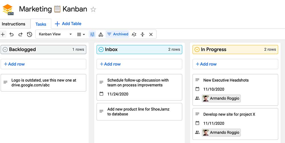 Google Tables Can Help with Projects, Products, Support