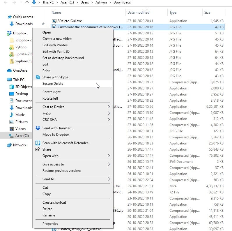 Delete files securely from the Explorer context menu with SDelete GUI