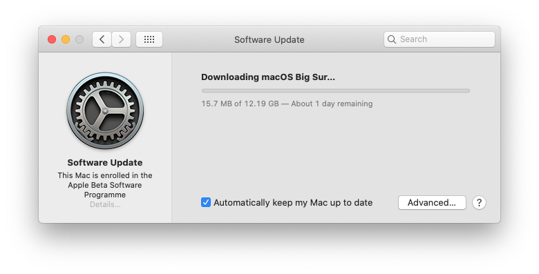 How long will Big Sur download take