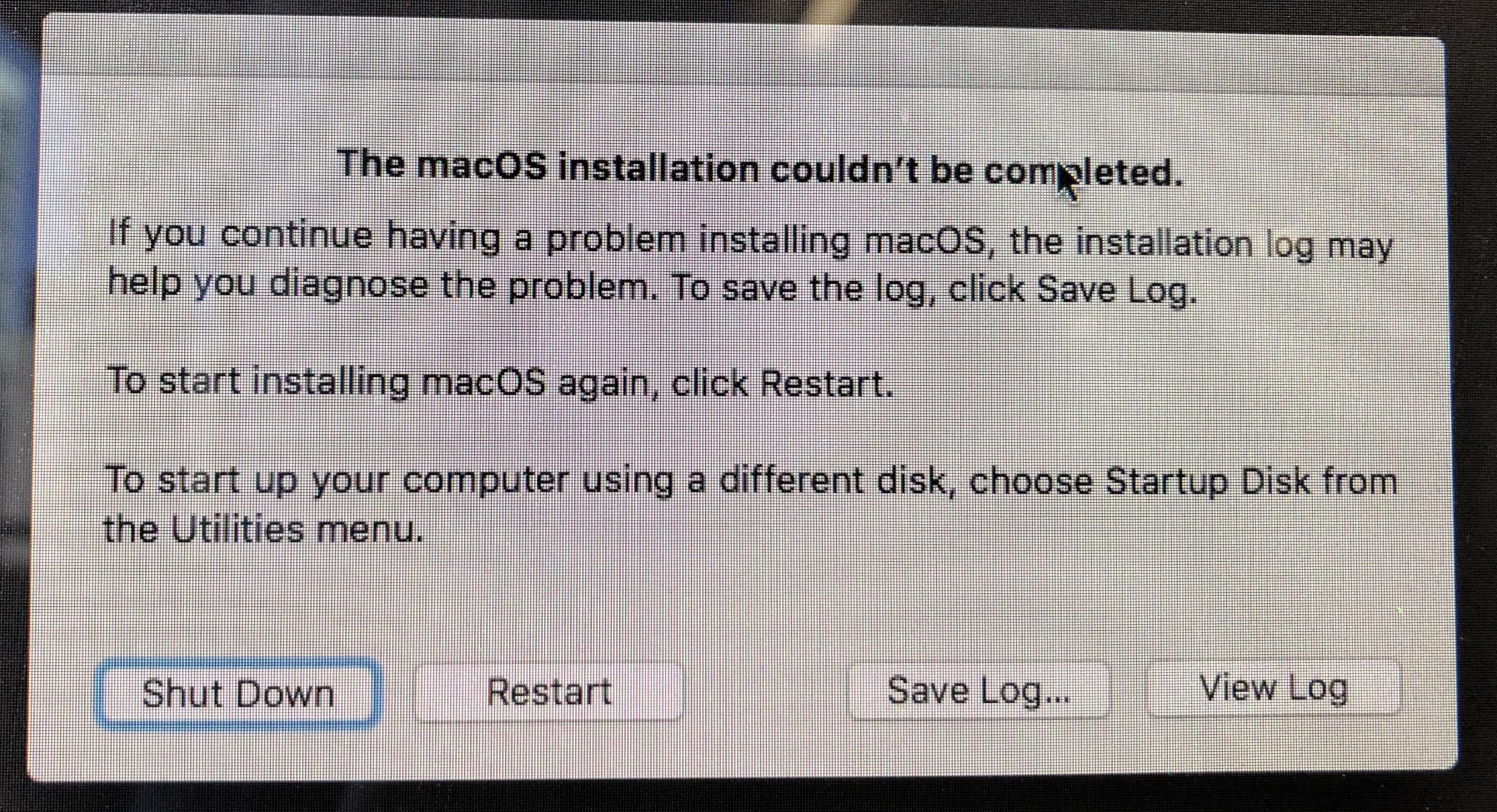 macOS installationcouldnt be completed