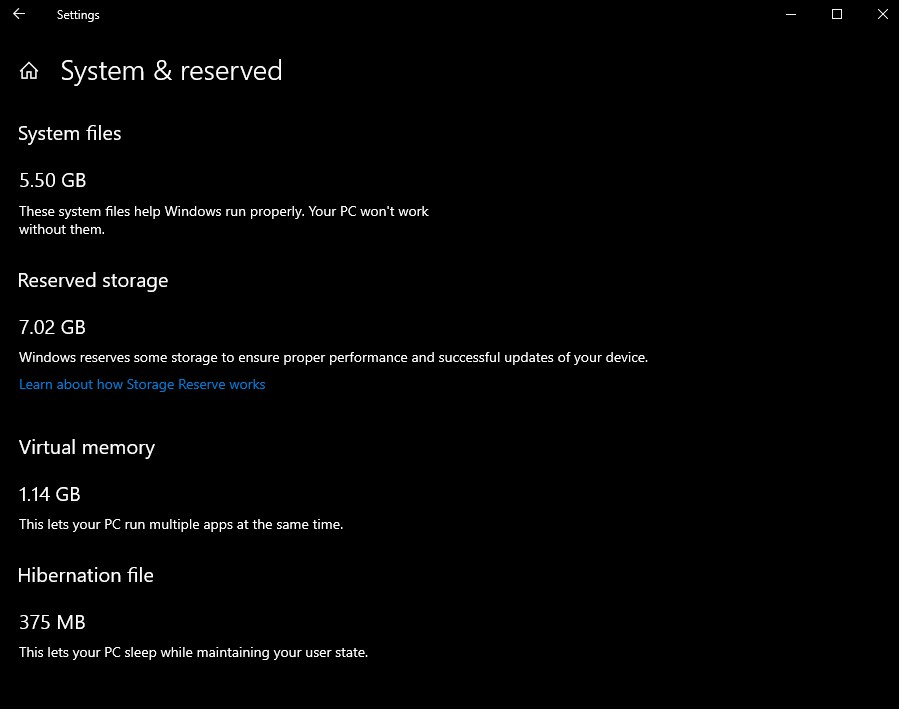Reduce Reserved Storage Size in Windows 10