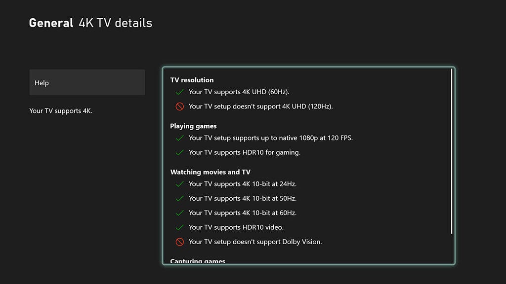 xbox series 4k tv support