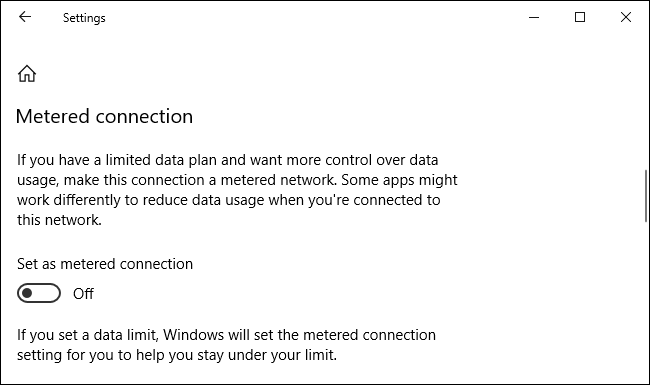 Activate "Set as metered connection."