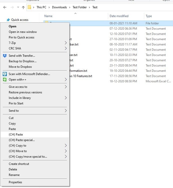 Copy Handler shell extension menu