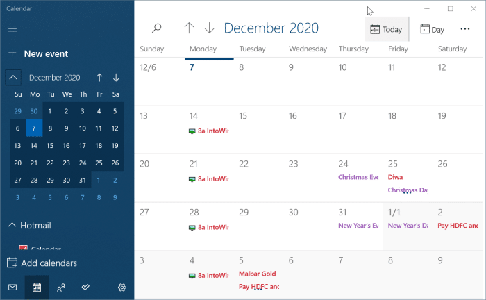 How To Add Or Remove Events/Reminders In Windows 10 Calendar