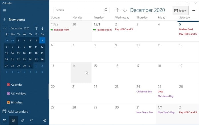 add or delete reminders in Windows 10 Calendar pic2