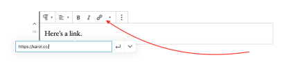 Red arrow pointing to link symbol