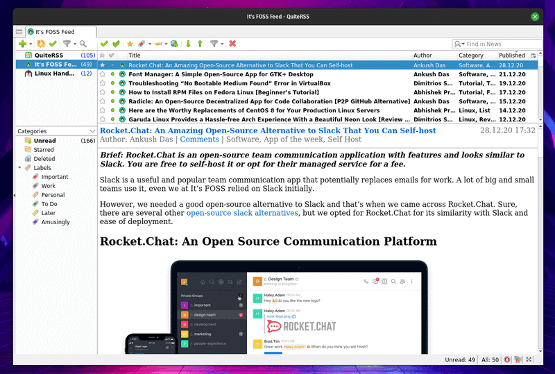 QuiteRSS: A Free Open-Source RSS Reader for Linux Desktop