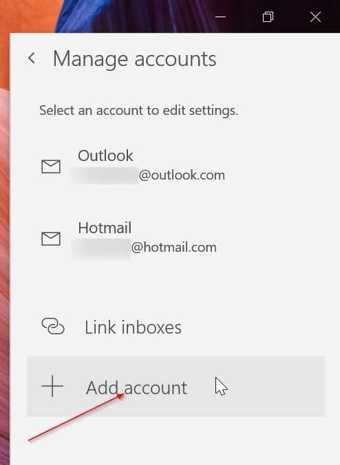 rearrange email accounts in Windows 10 Mail app pic7