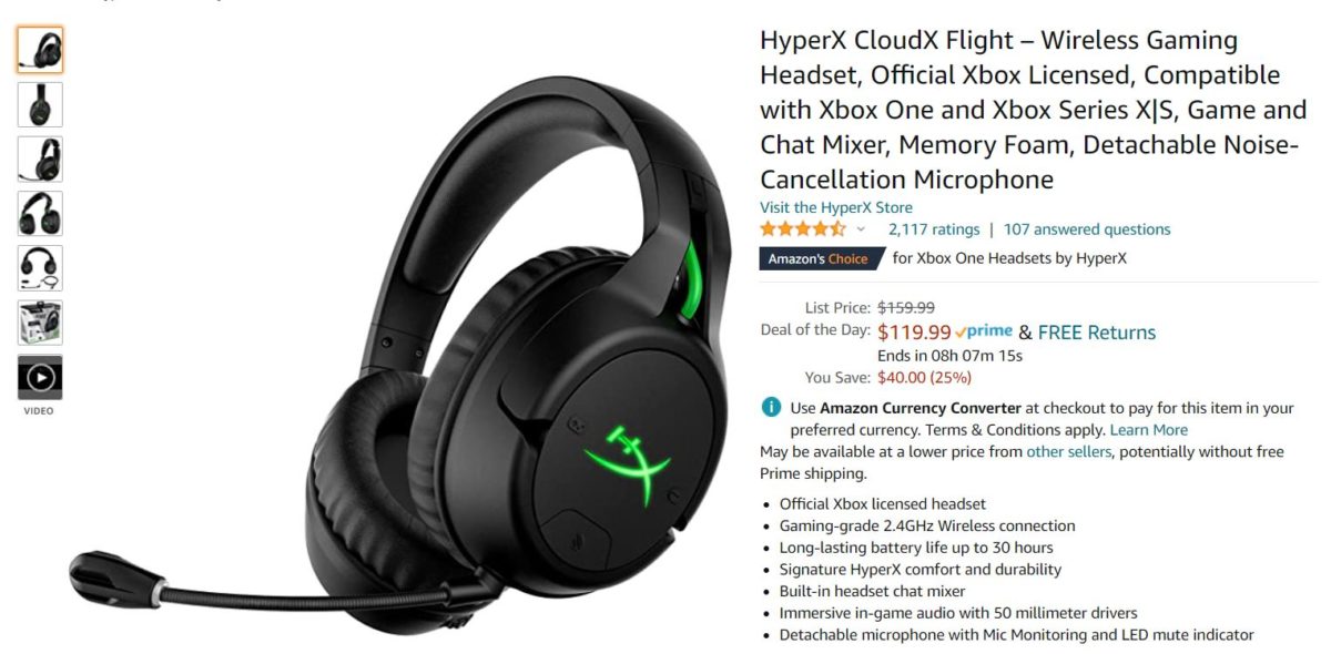 HyperX Cloud Flight Wireless Gaming Headset Amazon Deal
