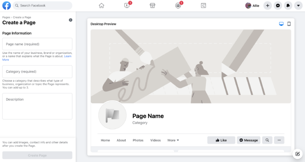 facebook create a business page