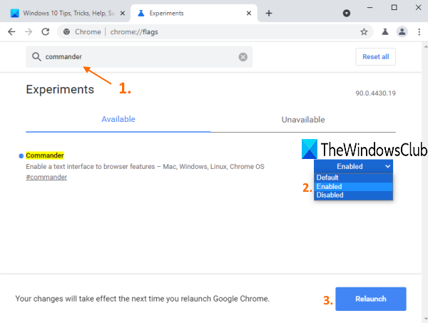 How to enable and use Commander feature in Google Chrome