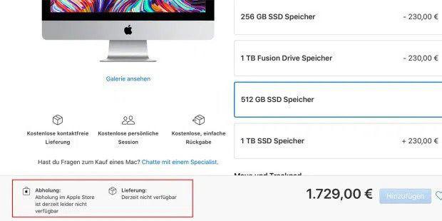 iMac currently unavailable: German store