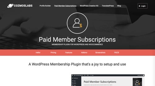Home page of Paid Member Subscriptions