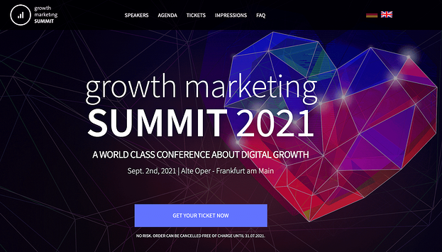 The Growth Marketing Summit conference website homepage design