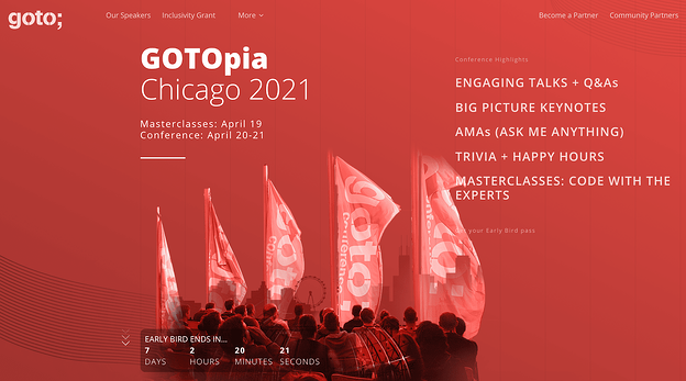 The GOTOpia conference website homepage design