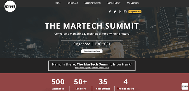 The martech conference website homepage design