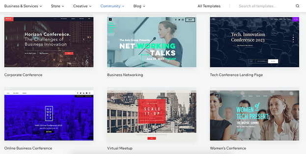 The Wix Conference templates page