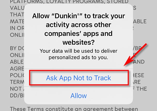 Tap "Ask App Not to Track."