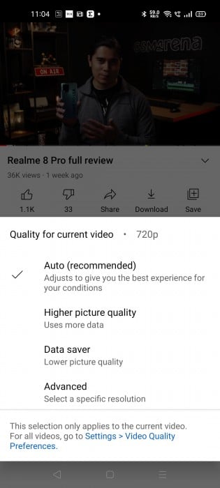 New video quality settings