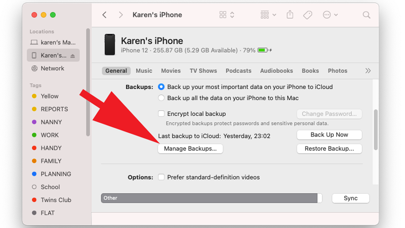 How to delete System on Mac: iOS Backups